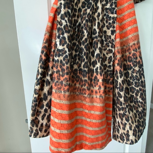 Tracy Reese Asymmetric Frock Cheetah Stripe Fit n Flare Mixed Print w Crinoline - Picture 12 of 16